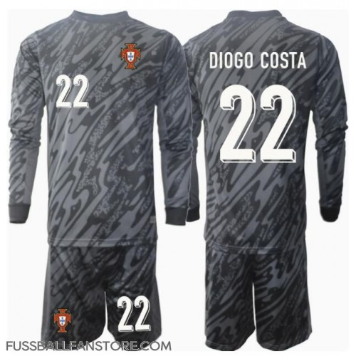 Portugal Diogo Costa #22 Torwart Replik Auswärtstrikot Kinder EM 2024 Langarm (+ Kurze Hosen)